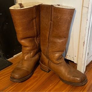 Frye vintage shearling motorcycle boots